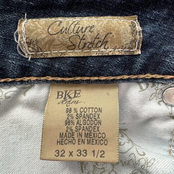 BKE Culture Stretch Jeans Womens 32x33.5 Blue Denim Bootcut Mid Rise Distressed - Picture 7 of 13